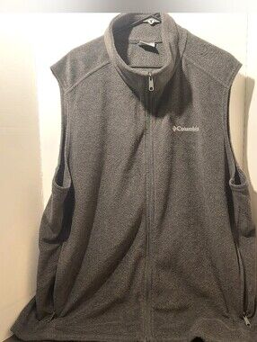 Columbia Fleece Vest Mens Size 3XT 3xl 3xlt Grey Hiking Mock Neck Full Zip Gray